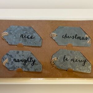 Holiday Galvanized Metal Christmas Tags: Set of 16